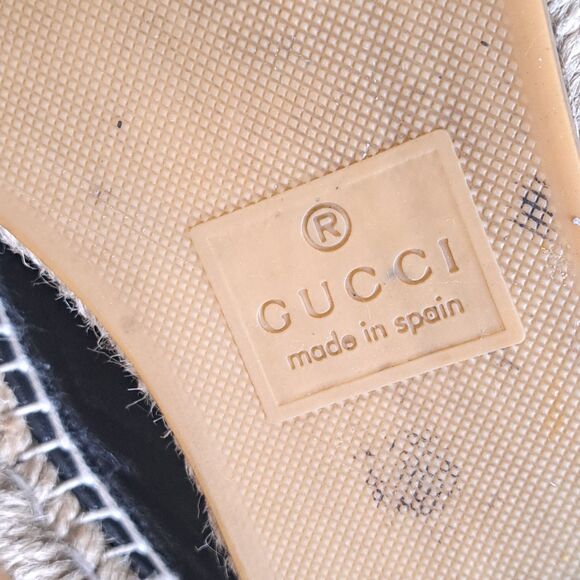 Gucci Pilar Quilted Women’s 38 Black Leather Marmont Flat Espadrilles CC  *FLAW* - Picture 8 of 12